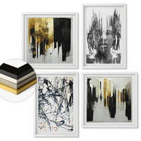 WANDBILDER 4er-Set - 50x50 cm & 40x60 cm Weißer Rahmen - Kontrastierende abstrakte Porträts - Weiß, Kunststoff (50/50cm) - ArtPrintCave