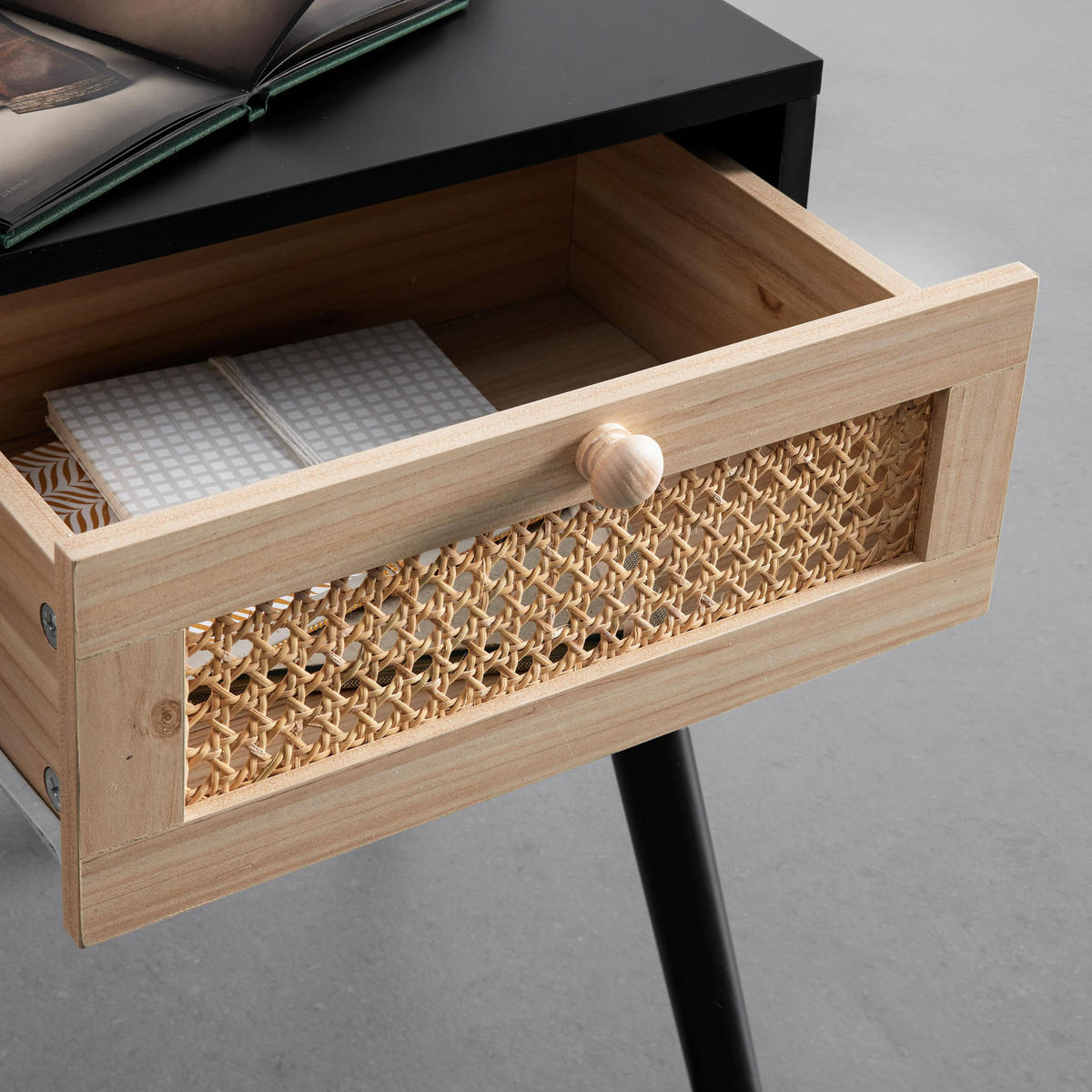 BEISTELLTISCH Denis Hellbraun/ Schwarz MDF - Naturfarben, Holz (40/30/54cm)
