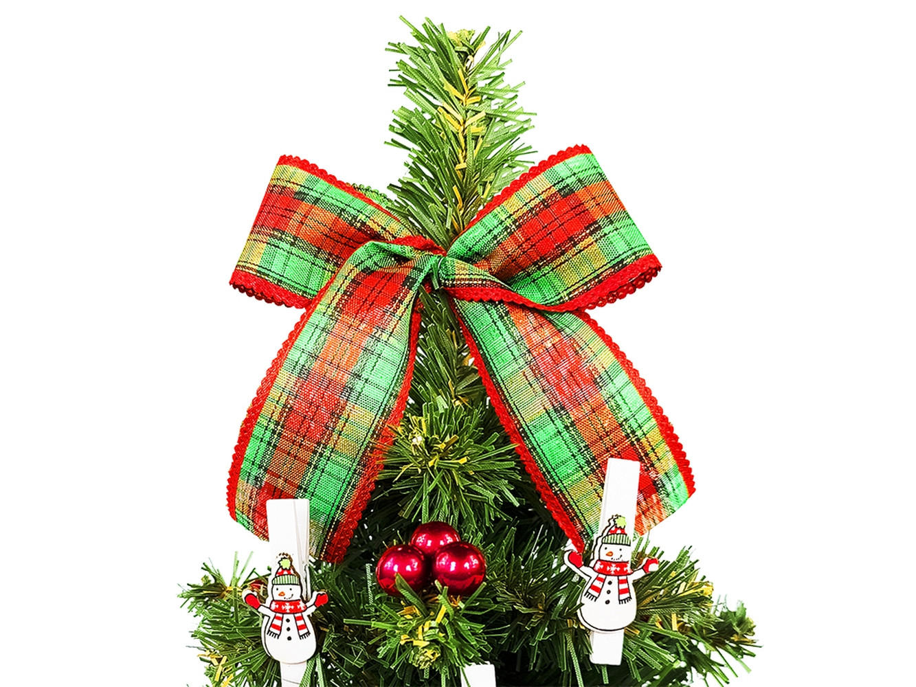 LAALU WEIHNACHTSBAUM geschmückt künstlich mit 26 Ornamenten TINY 7 im Topf 25 cm - Rot/Weiß, Kunststoff (25cm) - LAALU