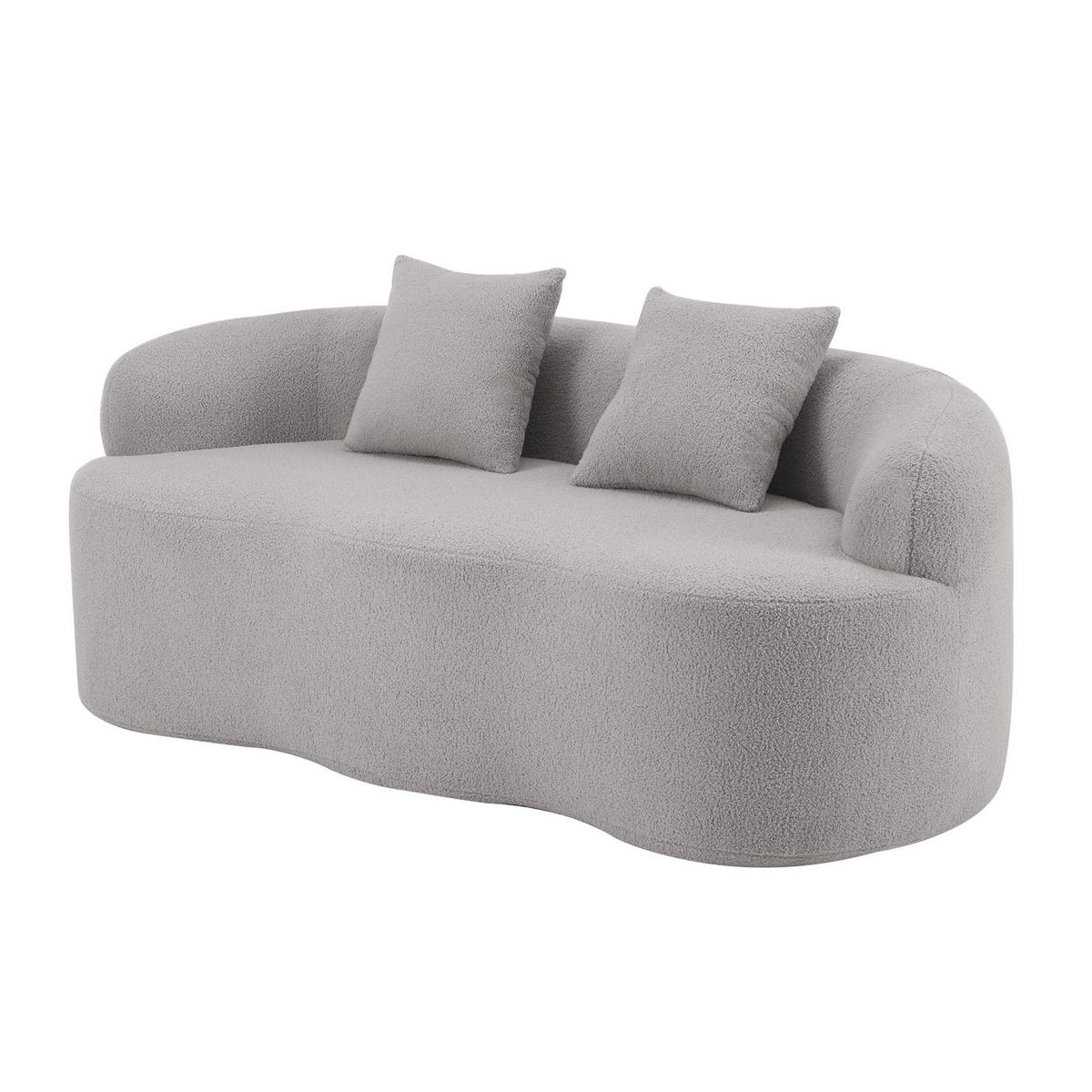 2-SITZER-SOFA aus Schaumstoff und Federkern Hellgrau mit Wellendesign und integrierten Kissen - Hellgrau, Kunststoff (170/70/89cm) - Modfu