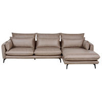 3-SITZER-ECKSOFA Kunstwildleder hellbraun rechtsseitig Gallo - Schwarz/Braun, Kunststoff/Textil (280/160cm) - Beliani