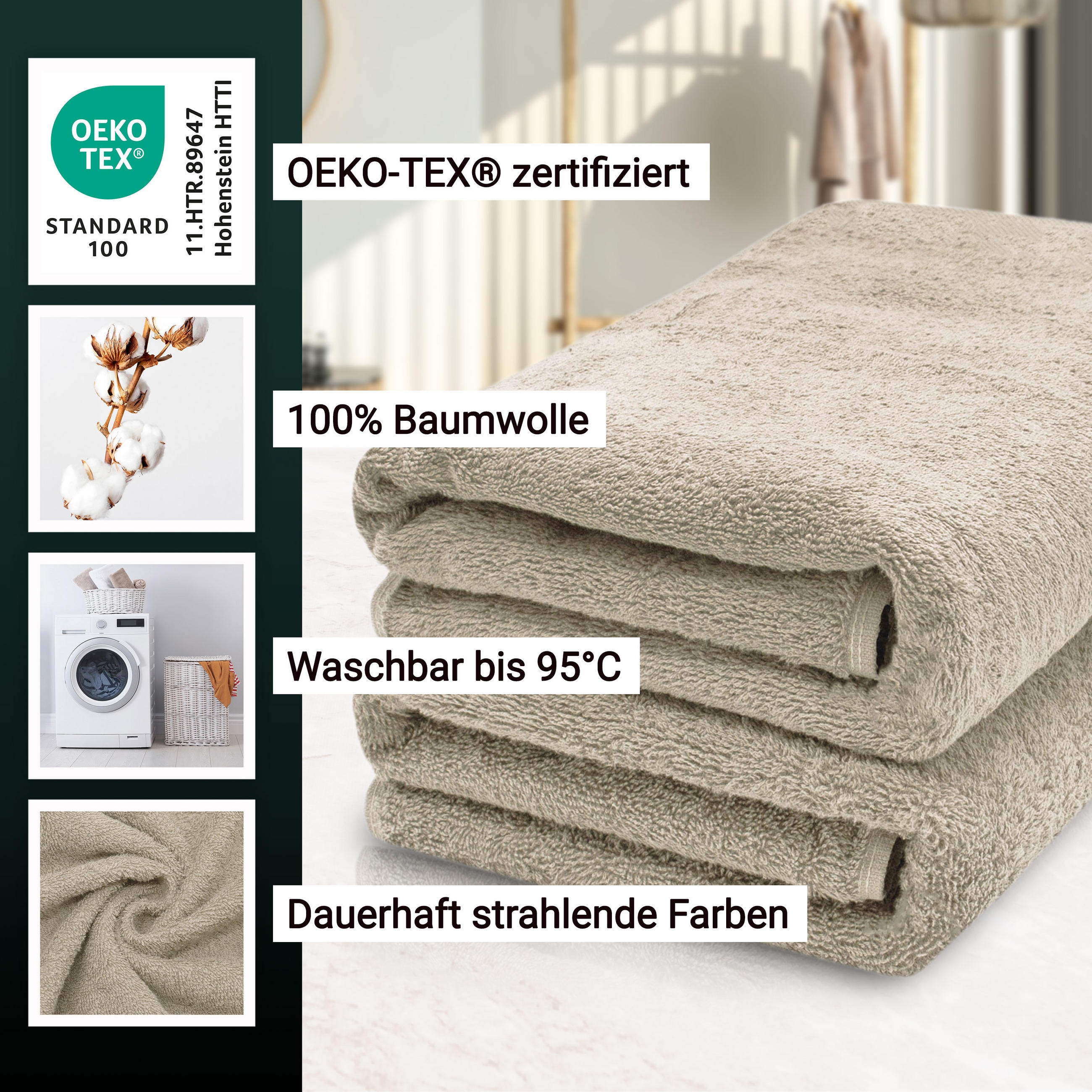 SAUNATUCH, 2er-Set, 70x200 cm, 100% Baumwolle, Braun - Cappuccino, Textil (70/200cm) - Zollner