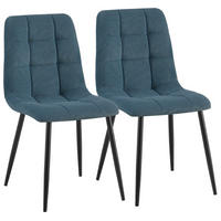 ESSZIMMERSTUHL 2 Cord Blau - Blau/Schwarz, Textil/Metall (45/84/55cm) - CLP