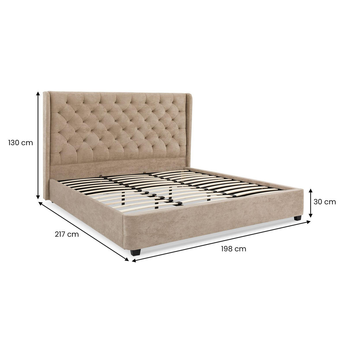 POLSTERBETT SAMPERI 180x200 cm beige - Beige, Textil (180/200cm) - IDIMEX