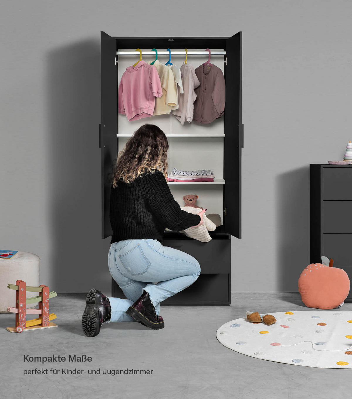 KLEIDERSCHRANK Der Kleiderheld - Anthrazit, Holzwerkstoff (80/180/51cm) - Mokebo