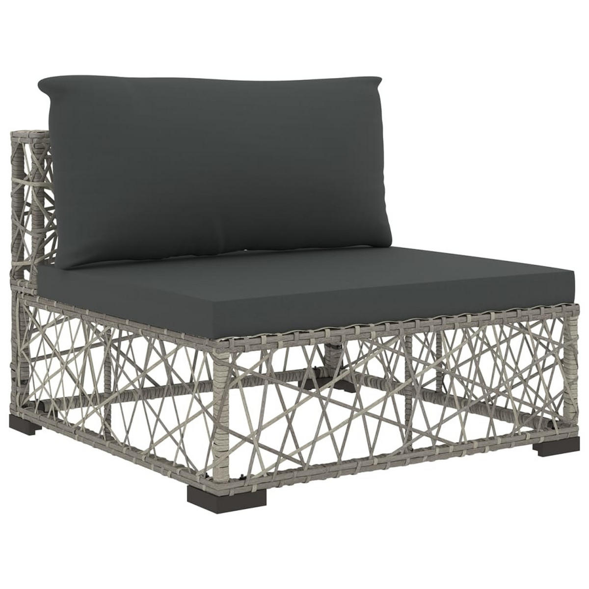GARTEN-LOUNGE-SET 6Er Set Mit Auflagen Poly Rattan Grau - Grau, Kunststoff - vidaXL