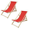 LIEGESTUHL samt Rot 2er Set - Rot, Holz (52/83/117cm) - ECD-Germany