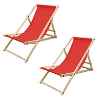 LIEGESTUHL samt Rot 2er Set - Rot, Holz (52/83/117cm) - ECD-Germany