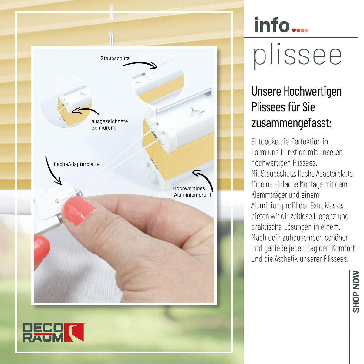PLISSEE Basic ohne Bohren - Hellgelb, Textil (60/150cm) - Deco-Raum