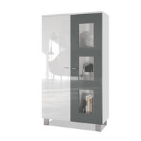 VITRINE Denjo Tür in Grau Hochglanz - Grau, Holzwerkstoff (71/129/35cm) - Vladon