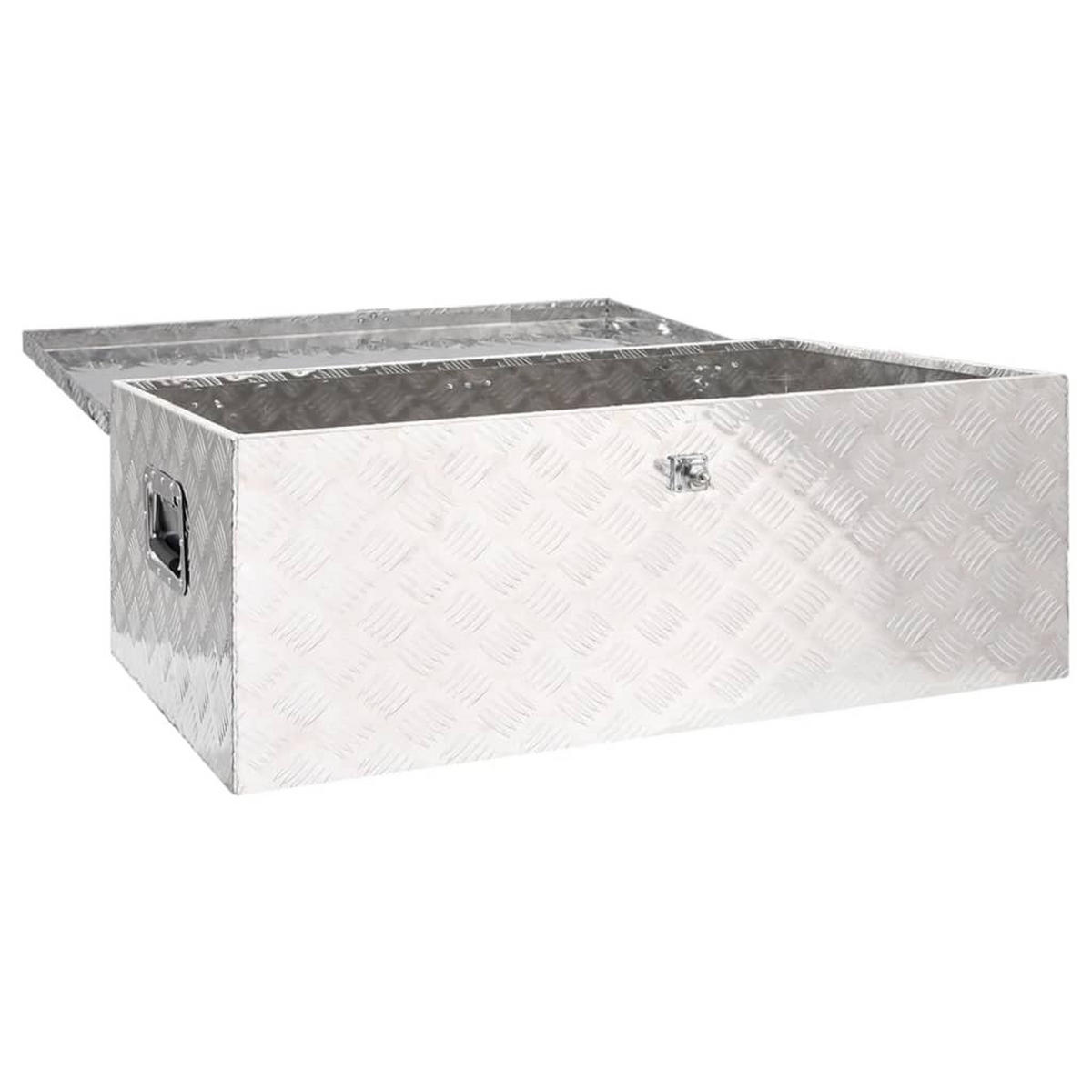 ALUMINIUMBOX mit Deckel Metallkiste 100x55x37 cm Silber - Silberfarben, Metall (100/37/55cm) - DELUKE