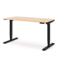 SCHREIBTISCH Elektrisch höhenverstellbarer Schreibtisch Y-Line Curved Sand Schwarz 140/70/62-127cm - Sandfarben/Schwarz, Holzwerkstoff/Metall (70/140/127cm) - ASSMANN