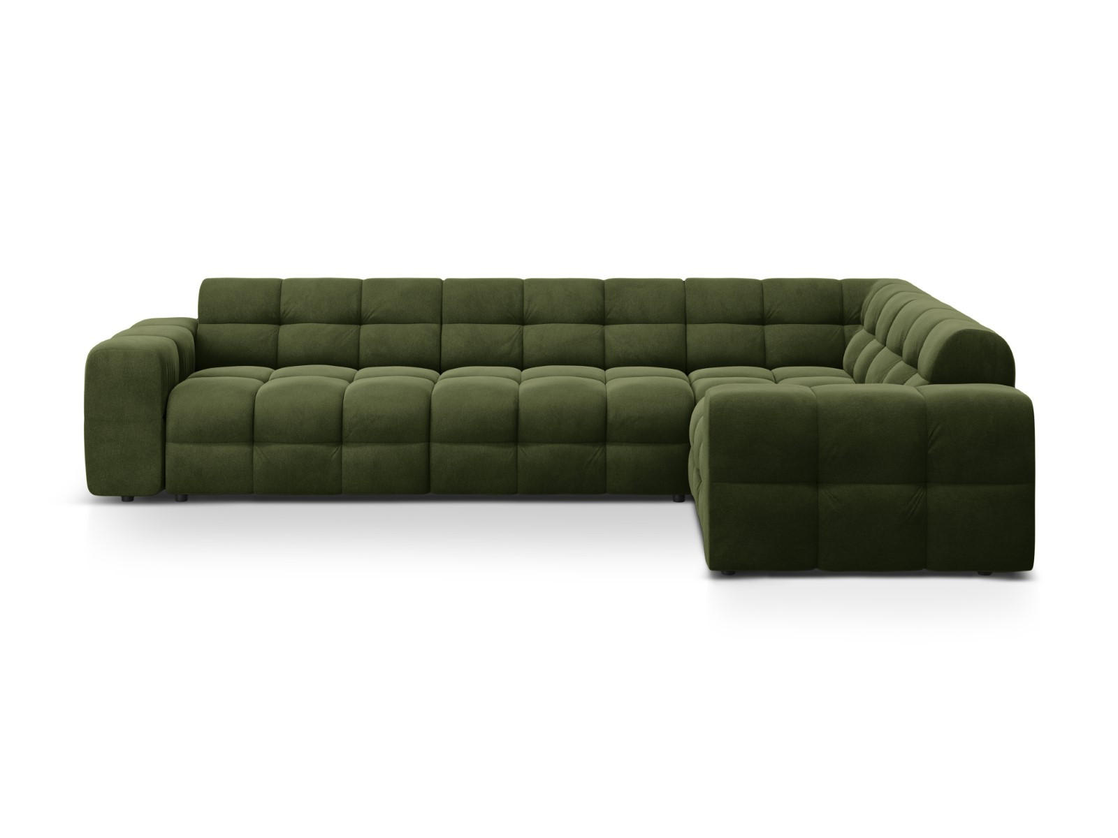 ECKSOFA rechts Kendal aus Samt armeegrün 6 Sitzplätze - Olivgrün, Textil (231/332cm) - Micadoni