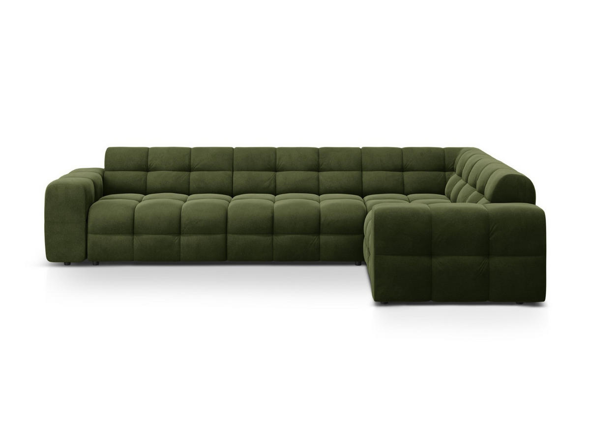 ECKSOFA rechts Kendal aus Samt armeegrün 6 Sitzplätze - Olivgrün, Textil (231/332cm) - Micadoni
