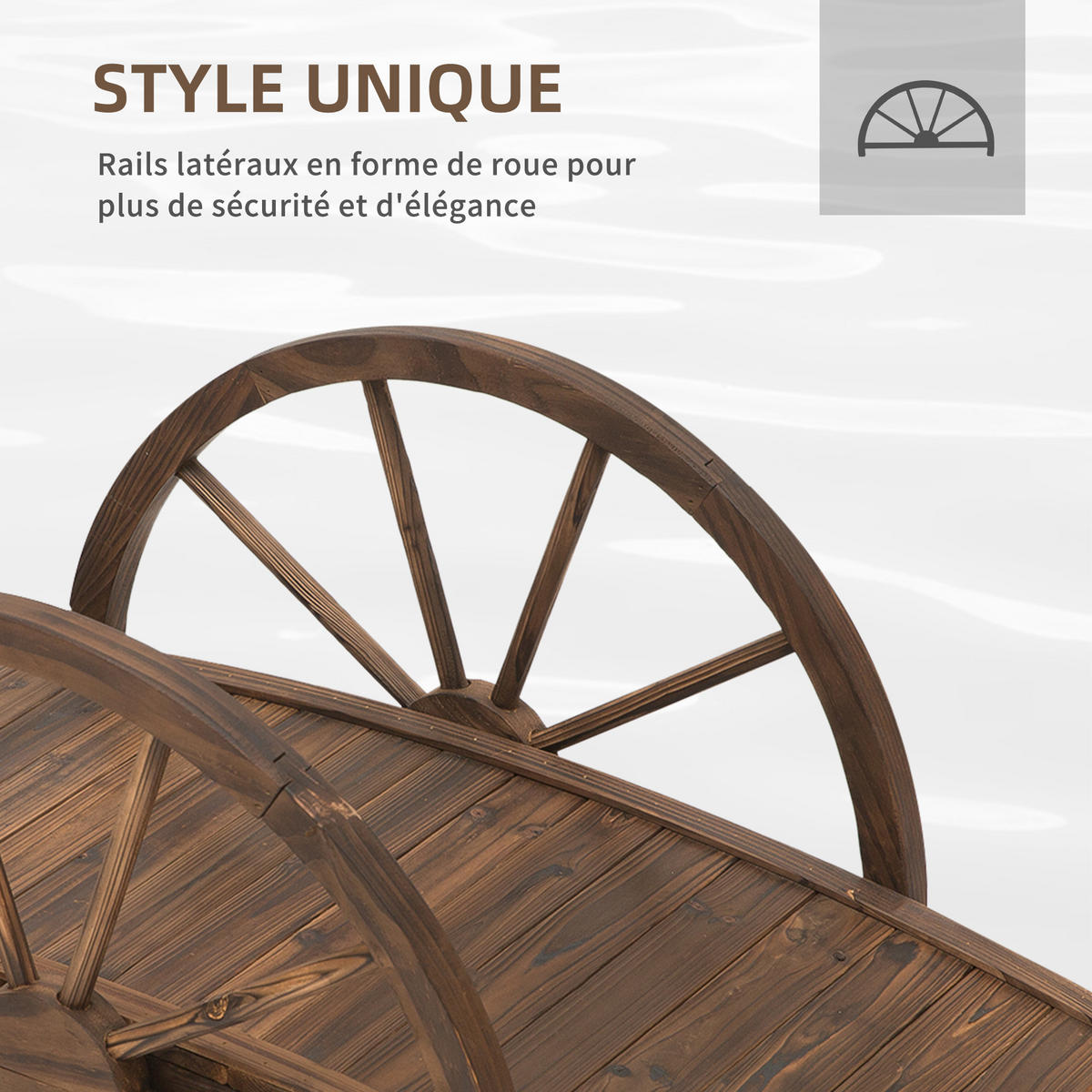 GARTENBRÜCKE DE-18862 mit Halbrad-Geländern Braun - Braun, Holzwerkstoff (100/50/37cm) - ComfortXL