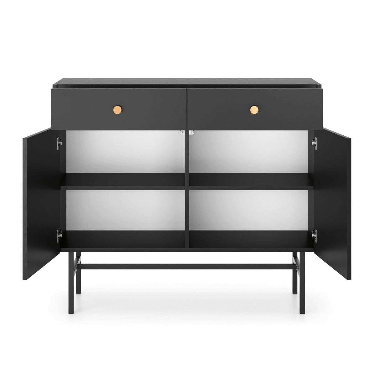SIDEBOARD Divenos Schwarz 104 cm - Goldfarben/Schwarz, Holzwerkstoff/Metall (104.4/89.4/39cm) - Selsey