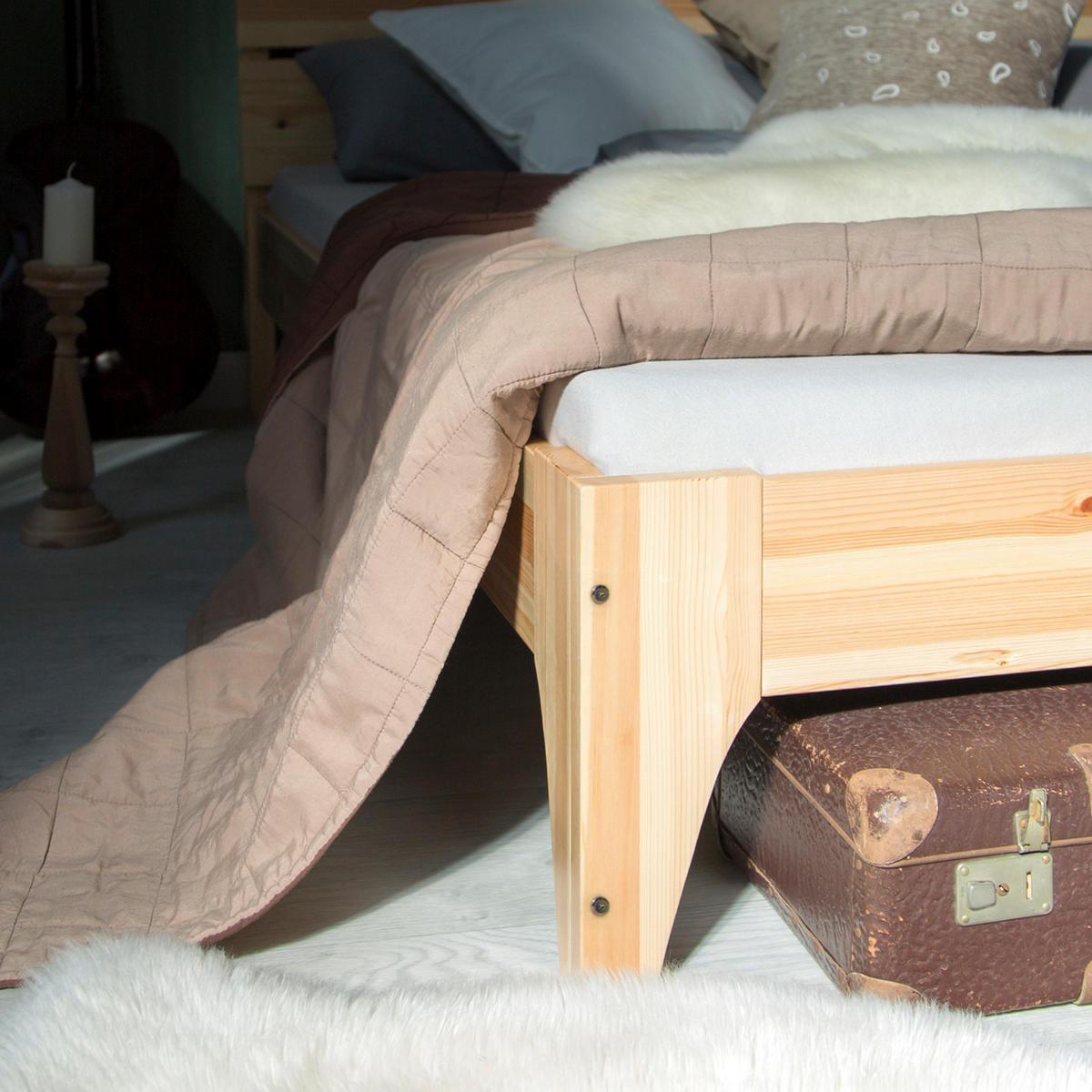 BETT 140/200 cm in Natur - Braun, Holz (140/200cm) - Homestyle4u