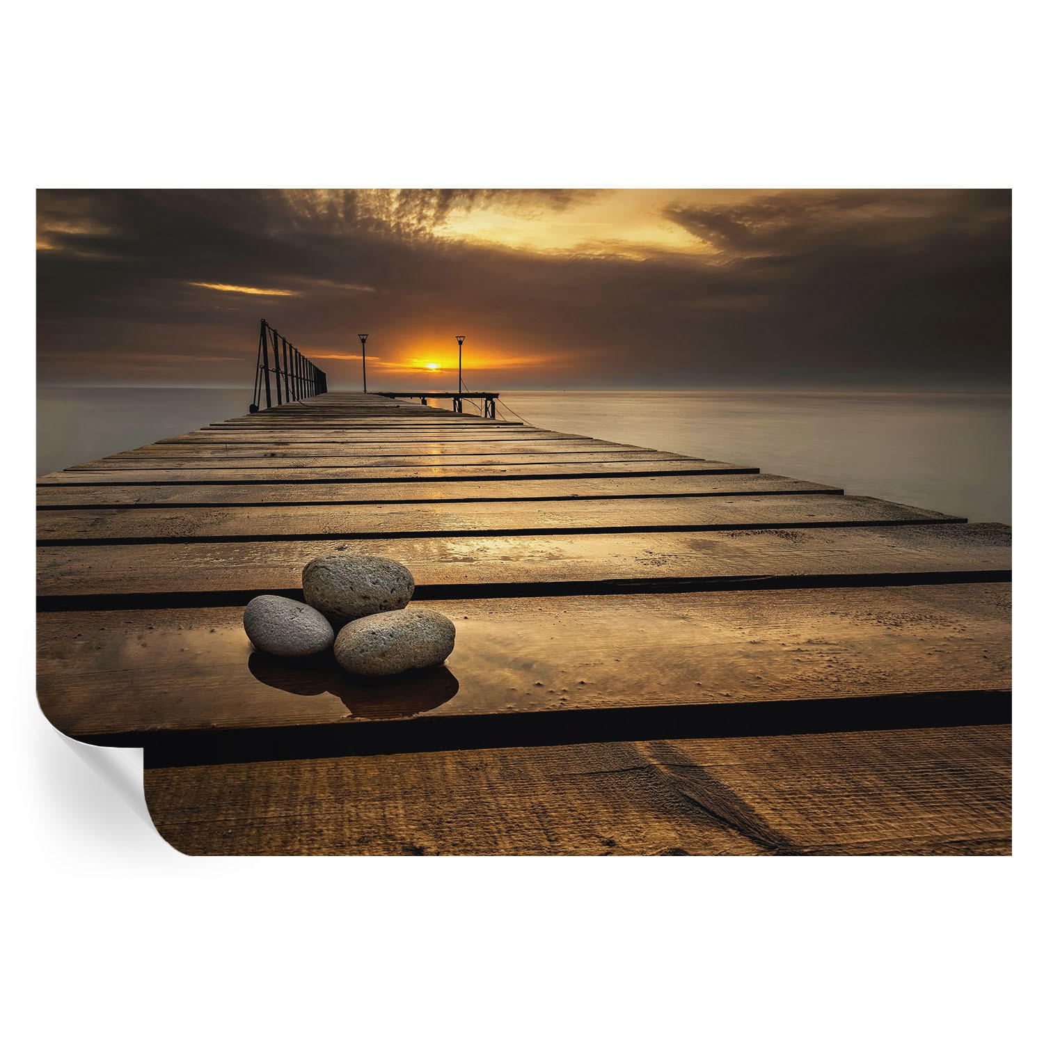 FOTOTAPETE 152x104 cm - Sonnenuntergang - Braun, Textil (152/104cm) - Wallfluent