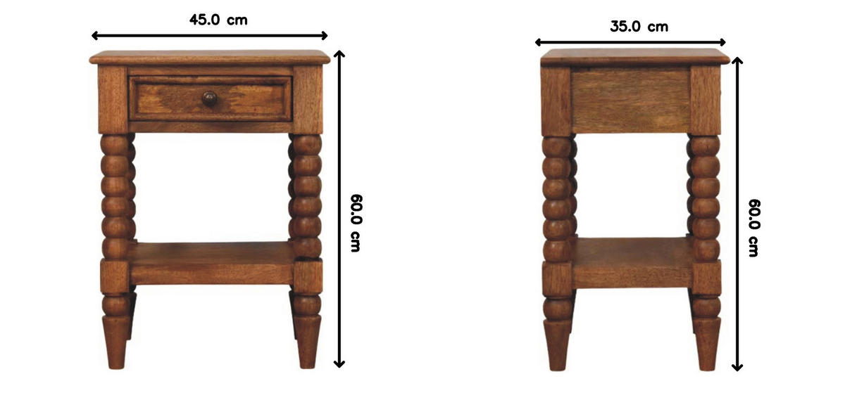 NACHTKASTEN Spindel, 1 Schublade und Offenes Regal, Hellbraun - Hellbraun/Messingfarben, Holz/Metall (45/60/35cm) - Artisan Furniture