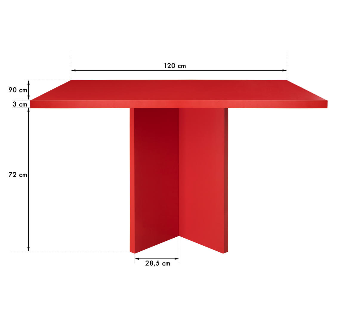 ESSTISCH Rechteckiger mit laminiertem 3 cm in Rot, 90/120 cm - Rot, Holzwerkstoff (90/120/75cm) - RNT By Really Nice Things