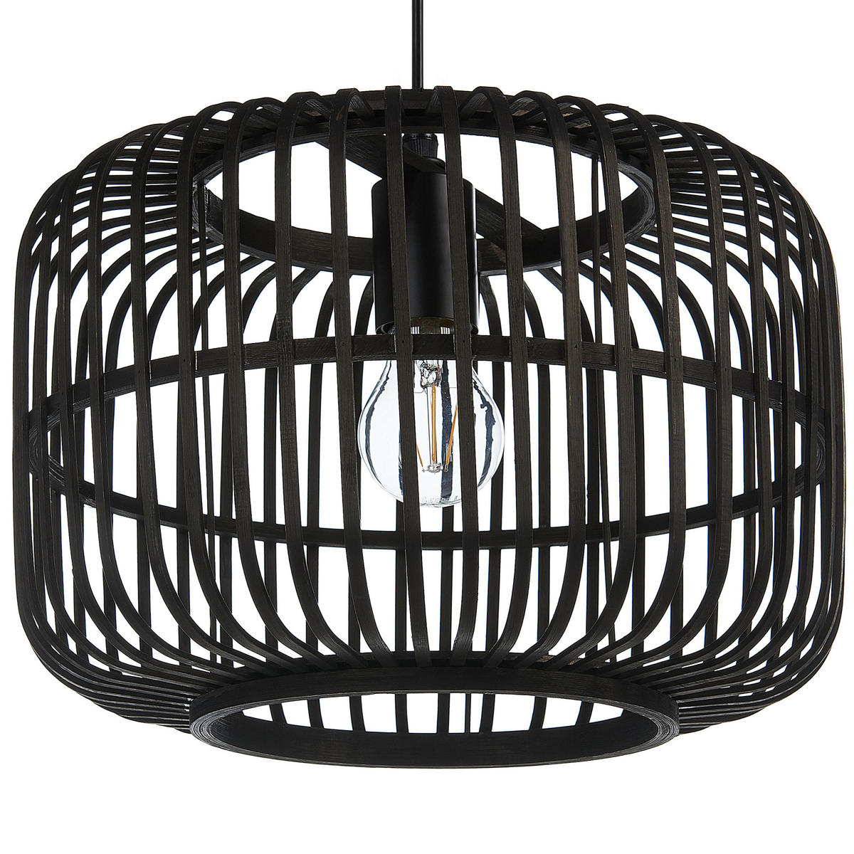 HÄNGELEUCHTE Macheke 32/32/24 cm - Schwarz, Holz (32/32/24cm) - Beliani