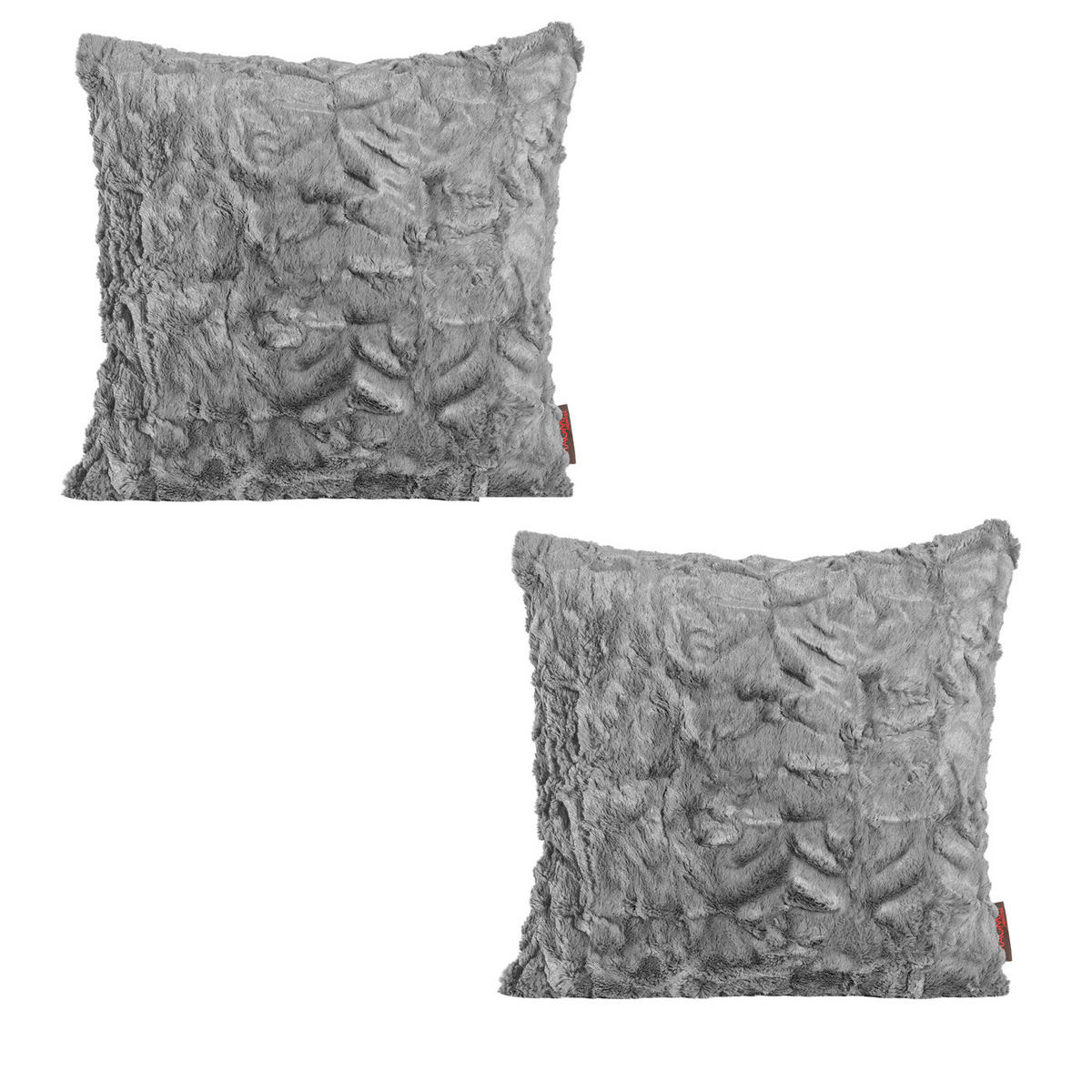 KISSENHÜLLE 2er Set Fluffy 50/50 cm mittelgrau - Dunkelgrau, Textil (50/50cm) - Magma Heimtexx