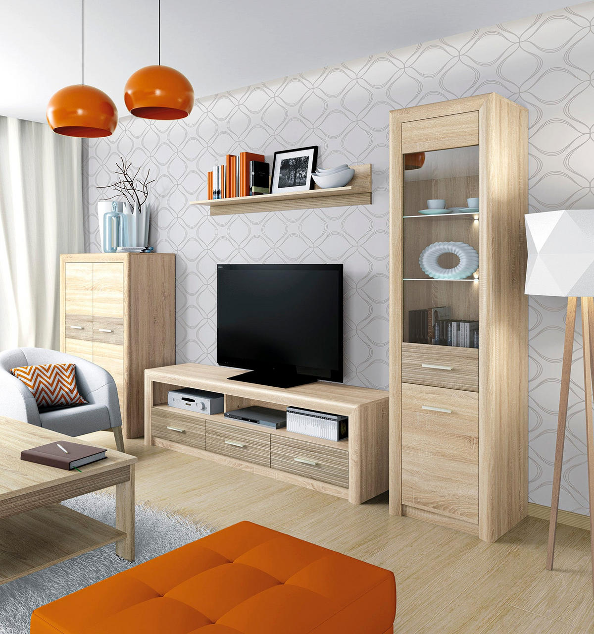 VITRINE – 55 cm – Castel – Sonoma Eiche – VT-001 - Sonoma Eiche, Holzwerkstoff (55/201/43cm) - hi-markt