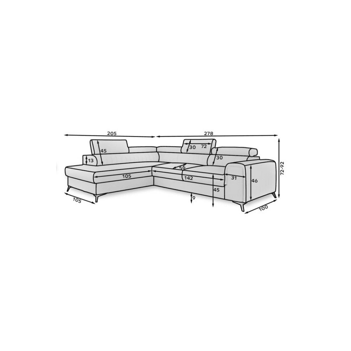 ECKSOFA mit Schlaffunktion und Bettkasten, wasserabweisender Monolith-Stoff - Gelb/Silberfarben, Textil/Metall (275/205cm) - Eltap