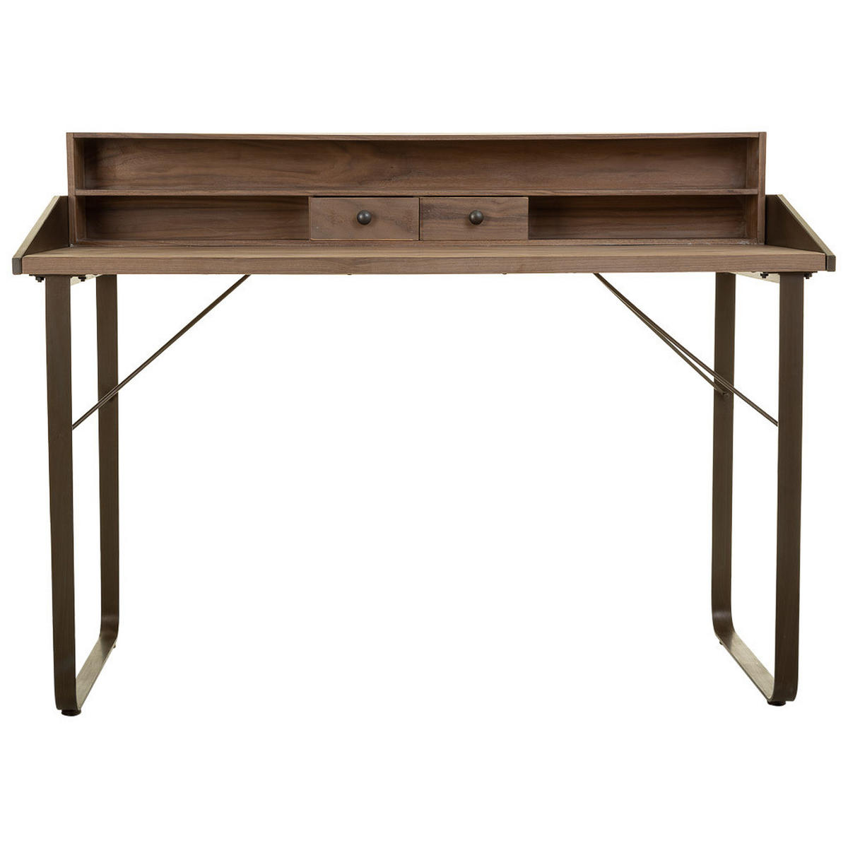 SCHREIBTISCH aus Holz und Metall 130x60x95 cm - Braun, Metall (60/130/95cm) - Wanderlust