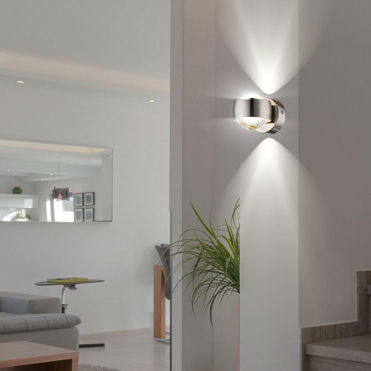 LED WANDLEUCHTE Randi Silber Glas - Silberfarben, Glas (7.5/10/10cm) - Globo Lighting