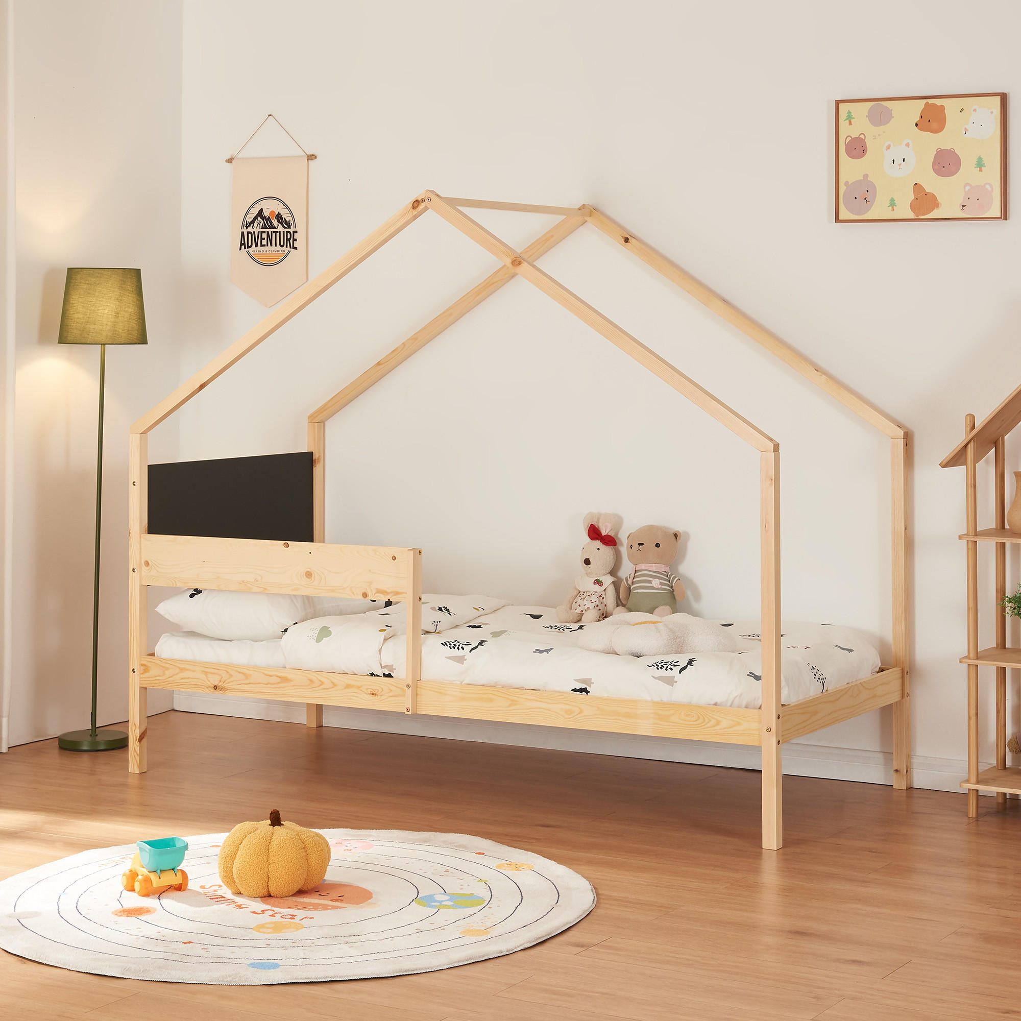 DOPPEL-KINDERBETT Sodankylä - Naturfarben, Holz (90/200cm) - [en.casa]