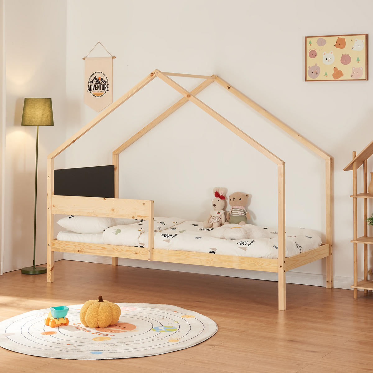 DOPPEL-KINDERBETT Sodankylä - Naturfarben, Holz (90/200cm) - [en.casa]