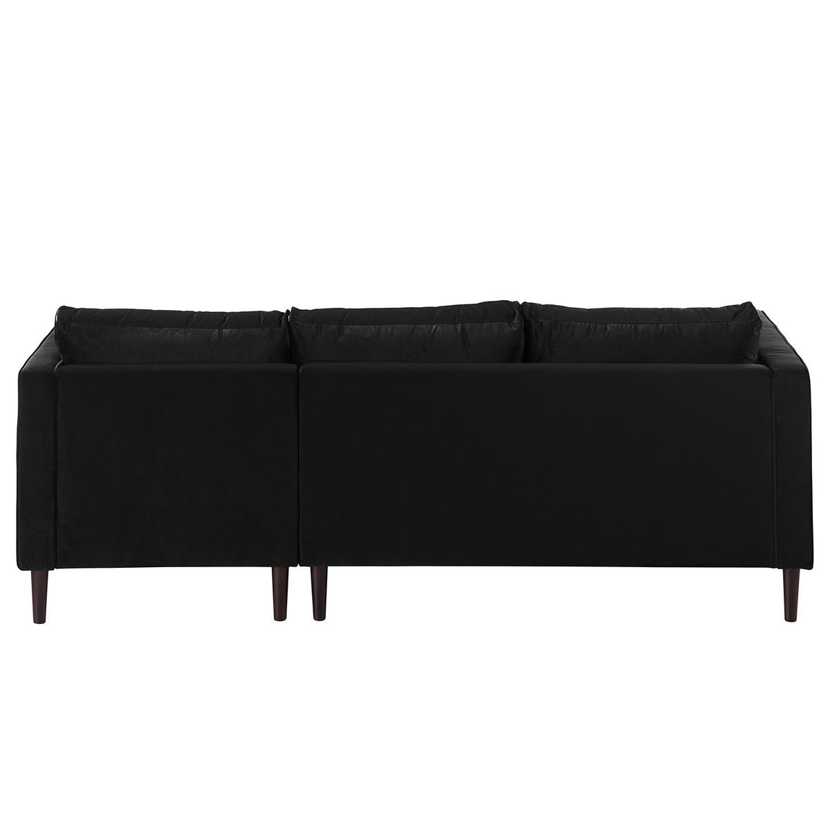 ECKSOFA - Samt - Dunkelbraun/Schwarz, Birkenholz/Textil (201/155cm) - home24
