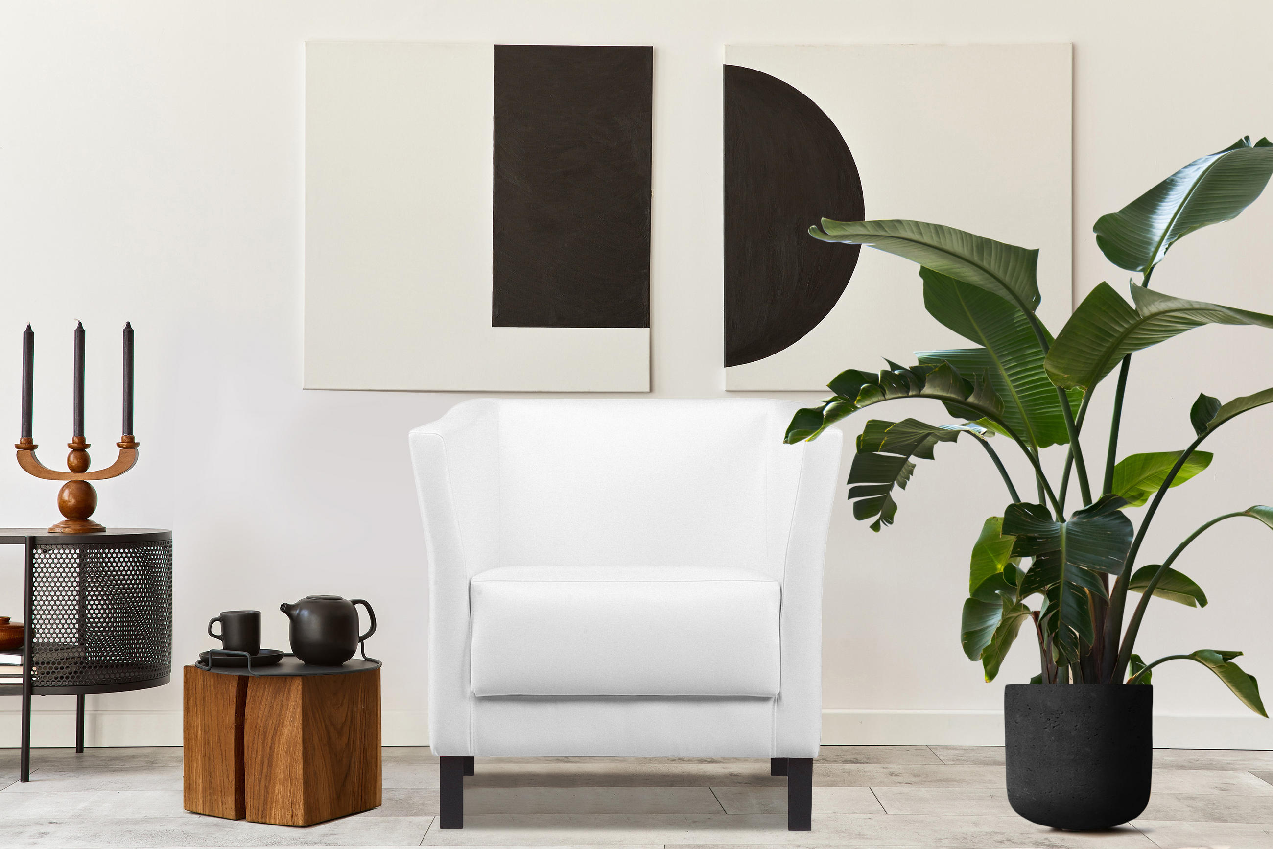 Thumbnail - Konsimo® Sessel, Weiß, Textil, 67x71x74 cm, Wohnzimmer, Sessel, Polstersessel