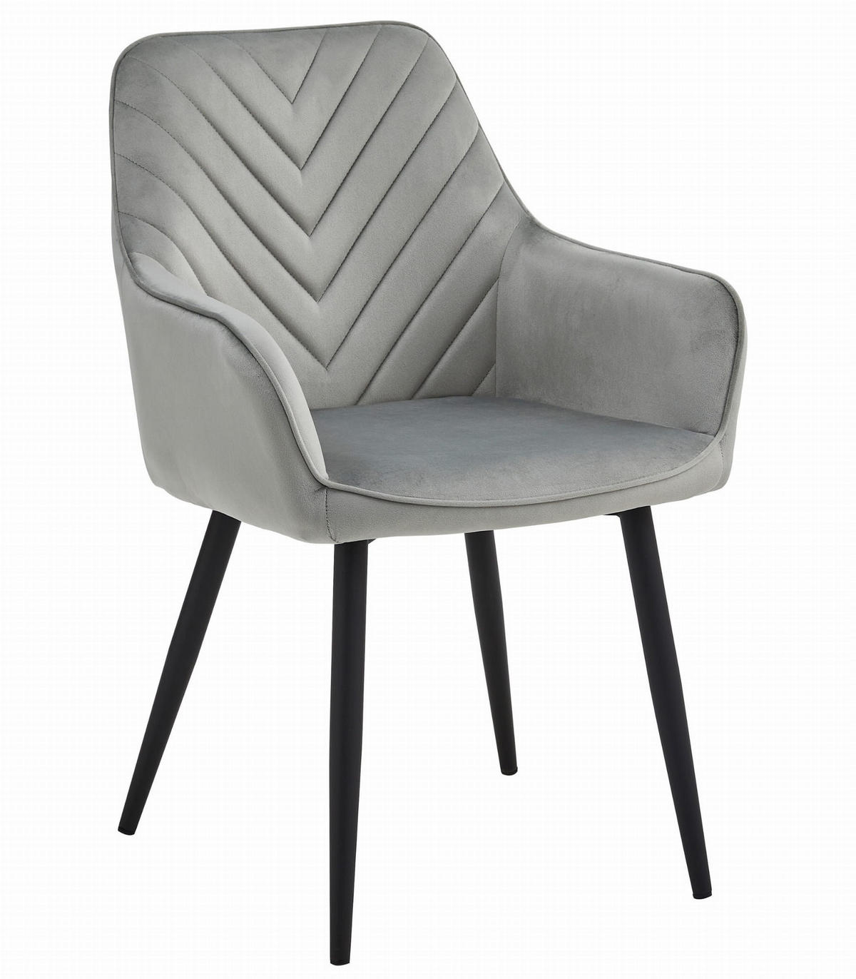 STUHL NEMI 1 Stück, Silbergrau, Schwarz, mit Samtstoff gepolstert - Hellgrau, Textil/Metall (54/84/61cm) - Komodee