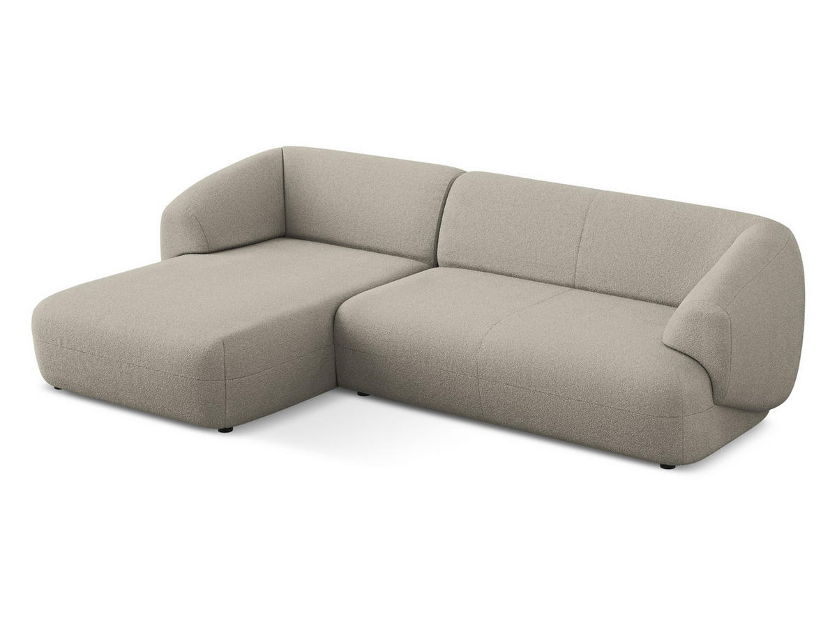 ECKSOFA Links Bouclé Stoff Beige - Beige/Schwarz, Kunststoff/Textil (156/280cm) - Makamii