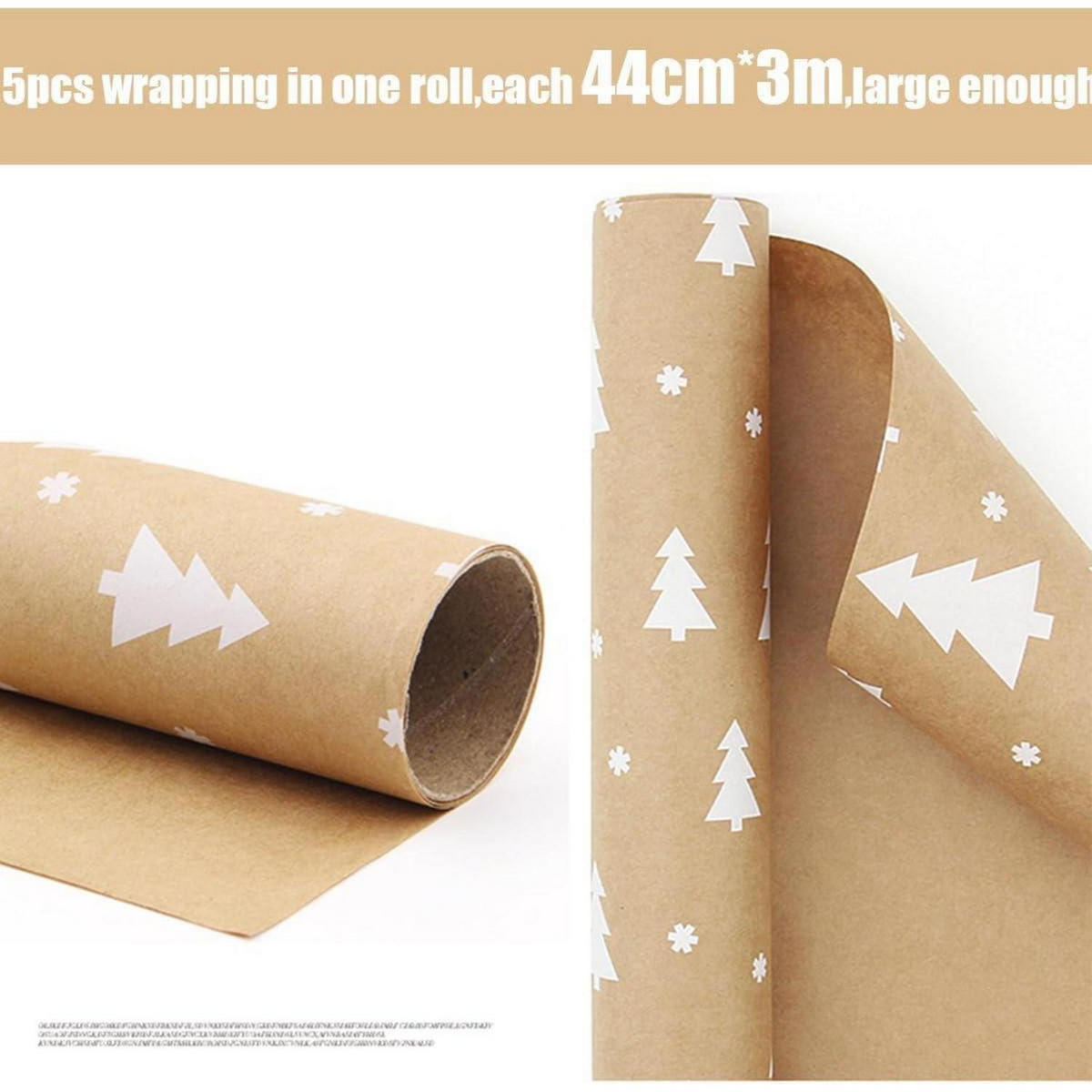 GESCHENKPAPIER 5er Set Braun 44 cm x 3 m Weihnachtsmotive - Braun, Papier (44/0.1/300cm)
