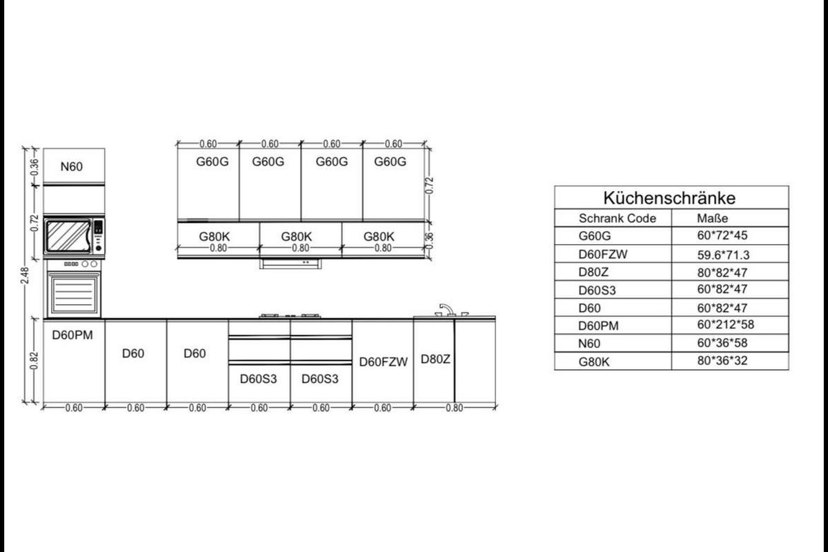 KÜCHENZEILE 440 cm - Langen KL8-M440 in Artisan Eiche - Schwarz/Eiche Artisan, Holz/Metall (440/248/58cm)