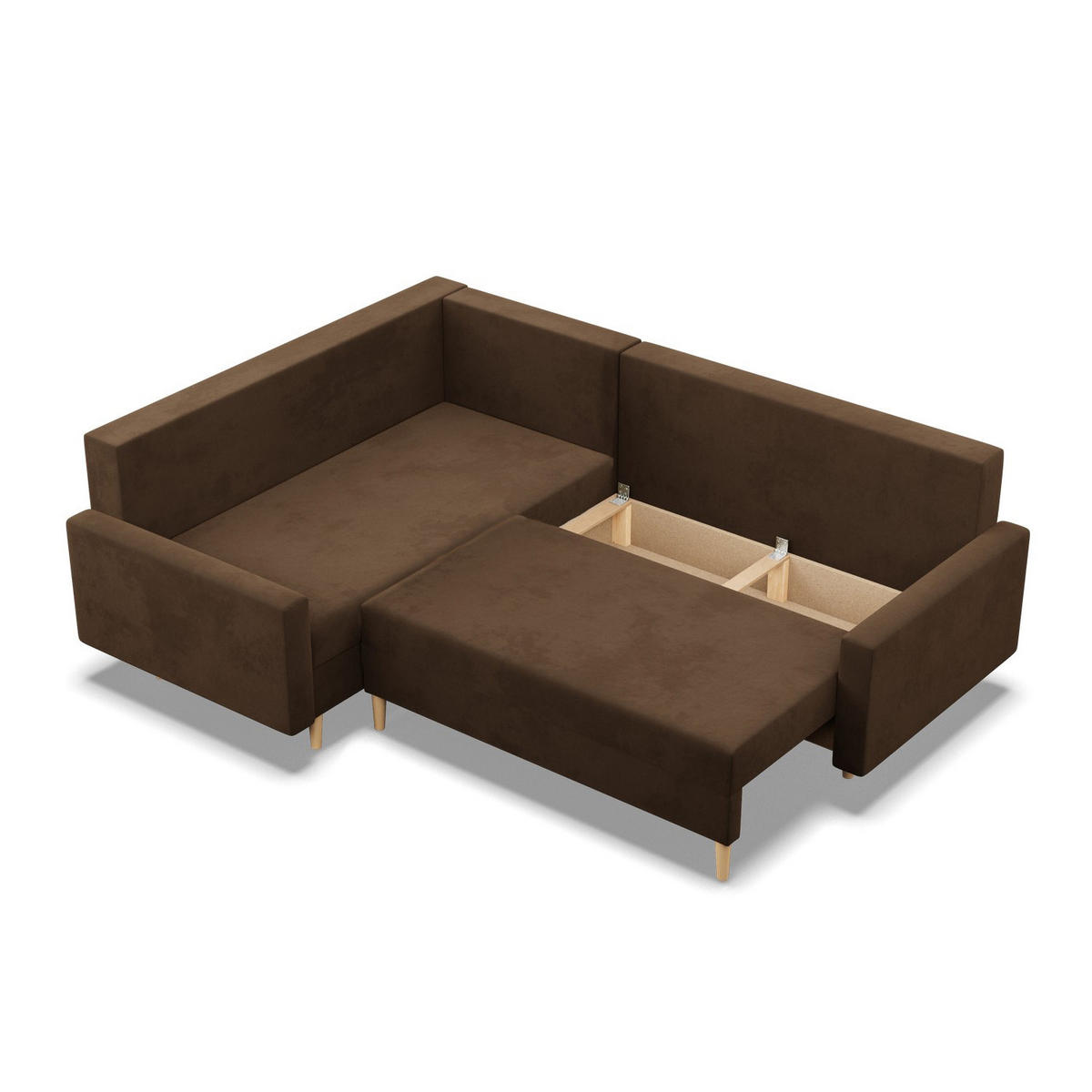 ECKSOFA MIT SCHLAFFUNKTION LINKS BLANK , Braun - Braun, Textil (223/175cm)