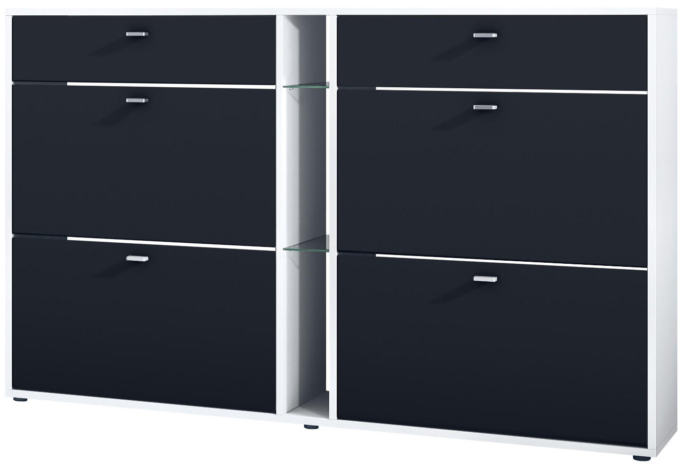 Vladon Schuhschrank Schwarz 155.5x95x28 cm
