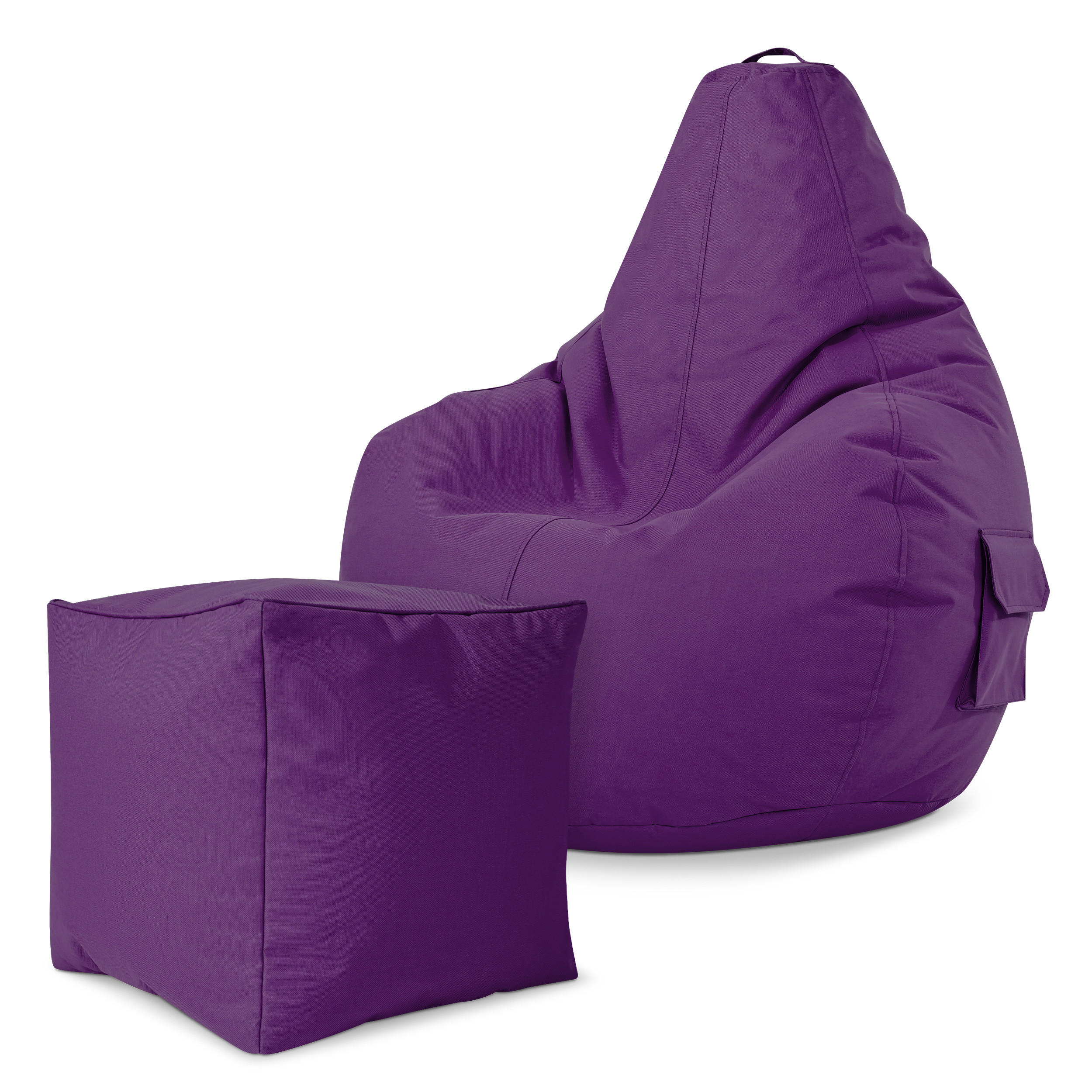 SITZSACK + Hocker "Cozy+Cube" 2er Set - Lila, Textil (70/90/80cm) - Green Bean