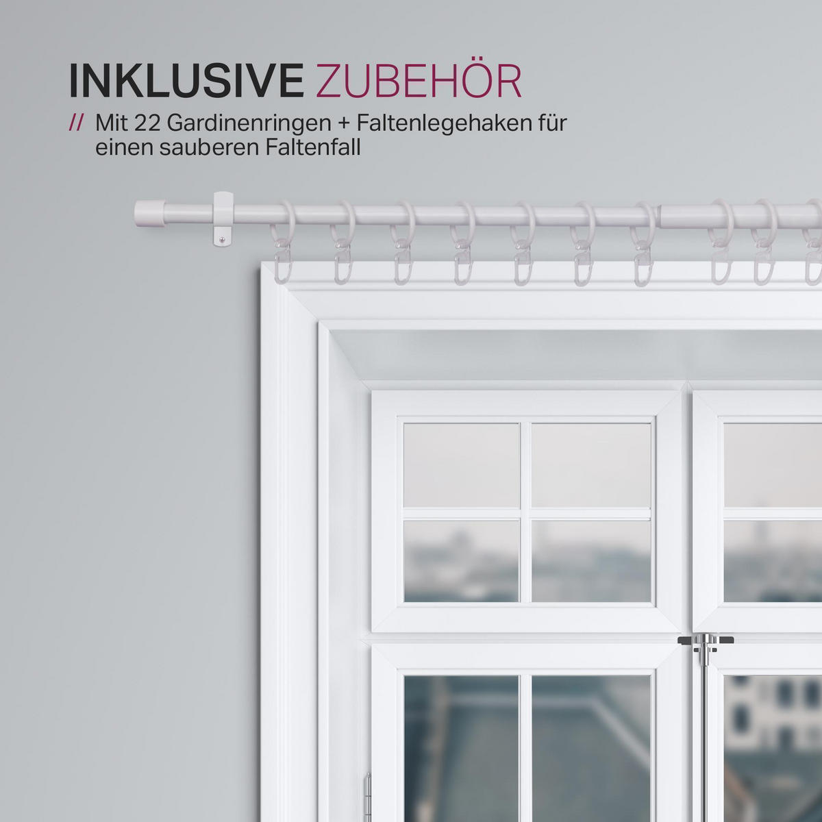 GARDINENSTANGENSET 120-220cm Weiß Lilie - Weiß, Metall (120cm)