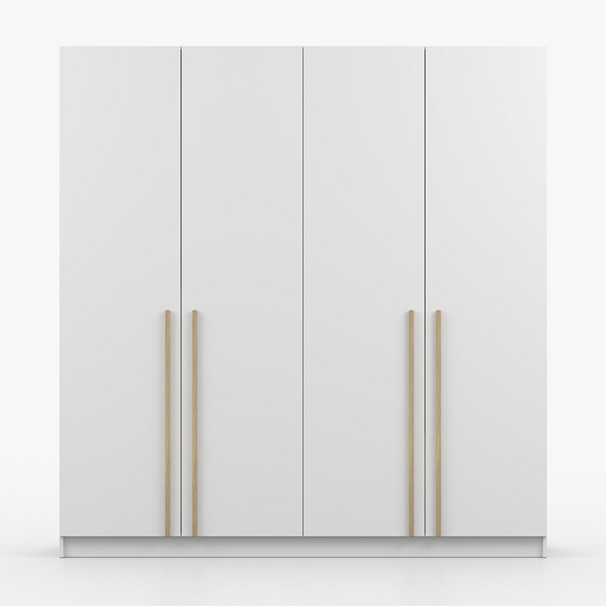 DREHTÜRENSCHRANK SEVILLA 4D Weiß/Weiß, 4-türig, Holzgriffe - Eukalyptusholzfarben/Weiß, Holz/Holzwerkstoff (200/210/57cm) - imoebel24