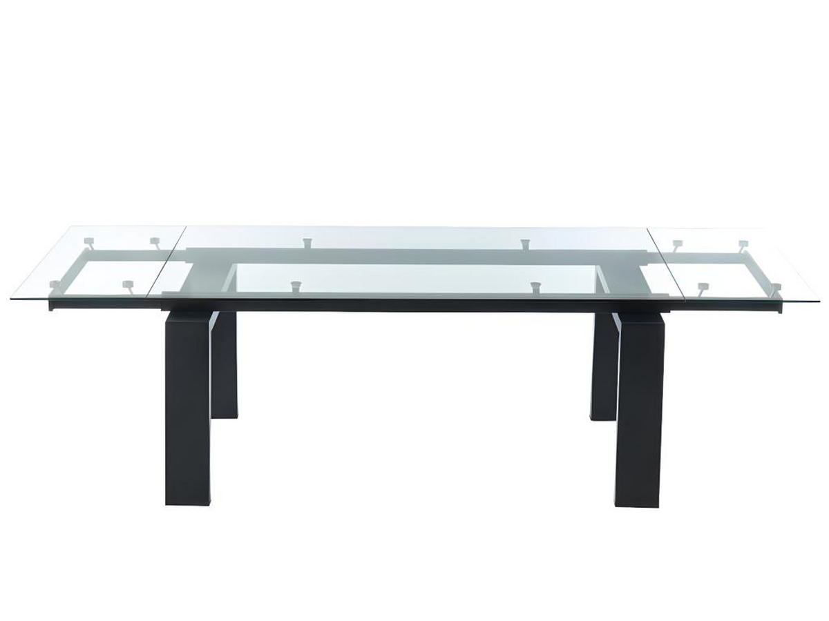 ESSTISCH ausziehbar - Glas & Metall - Schwarz - LUBANA - Transparent, Glas (270/100/76cm) - Vente-Unique