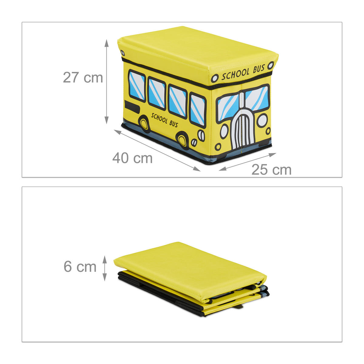 TRUHLA Barevná na hračky skládací s víkem - různobarevná, kompozitní dřevo/textil (40/25cm) - Relaxdays