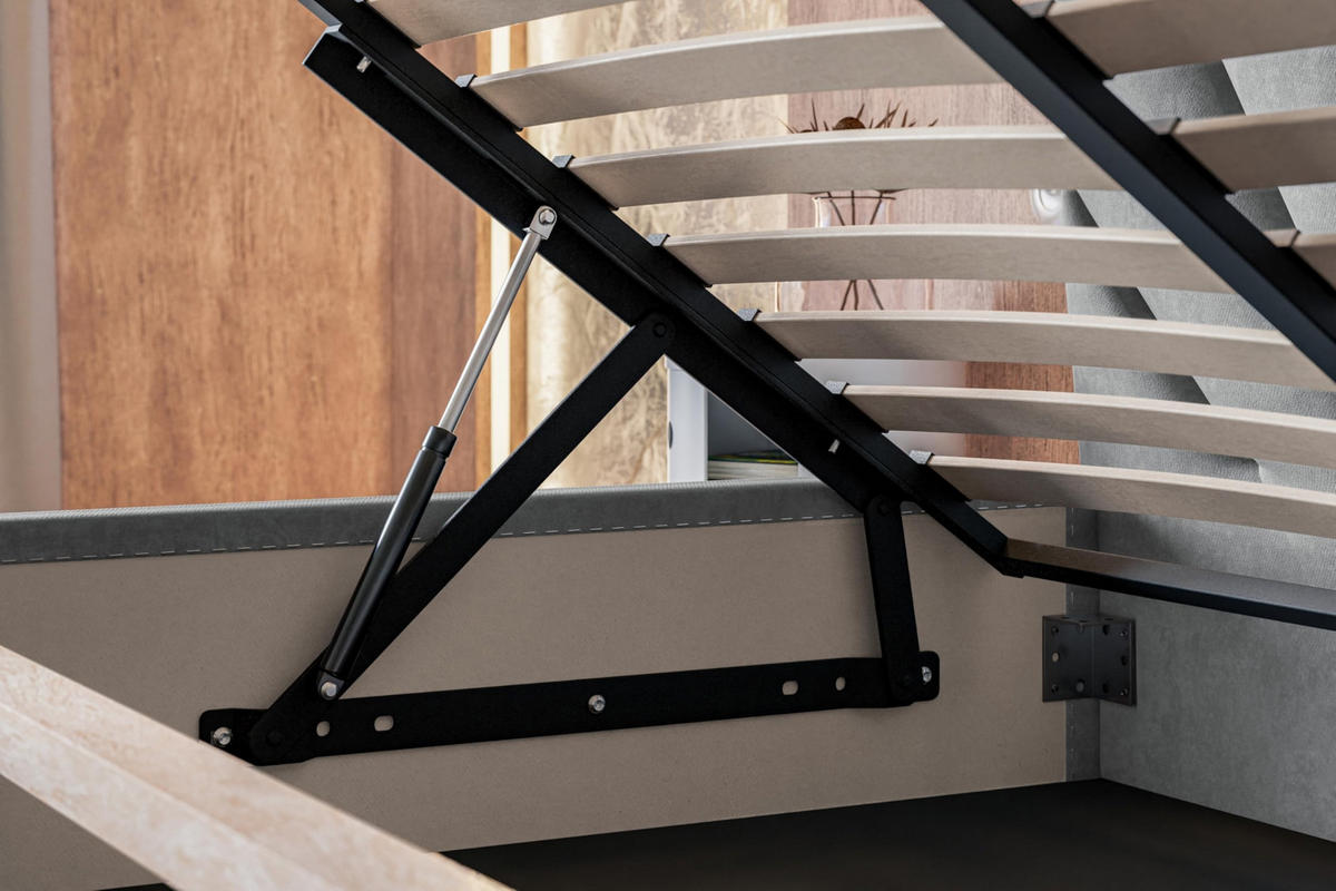 BETT 90x200 - Polsterbett mit Bettkasten und Metallrahmen - Modern Betten - Glatter Kronos-Stoff- Kollektion Denver, Grün - Grün, Holz/Textil (90/200cm) - Alpi-Möbel