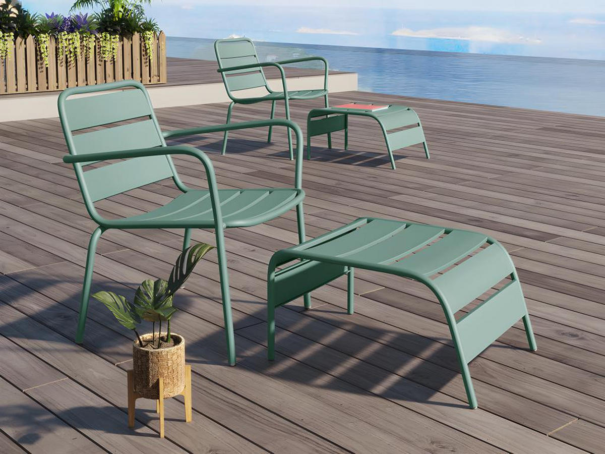 FUSSBANK - 51 x 60 x 32 cm - Metall - Hellgrün - MIRMANDE von MYLIA - Mintgrün, Metall (61.5/33/50cm) - Vente-Unique