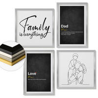 WANDBILDER 4er Set - 50x50 cm & 40x60 cm Silberner Rahmen - Definitionen der Liebe in Familienzeichnungen - Silberfarben, Kunststoff (50/50cm) - ArtPrintCave