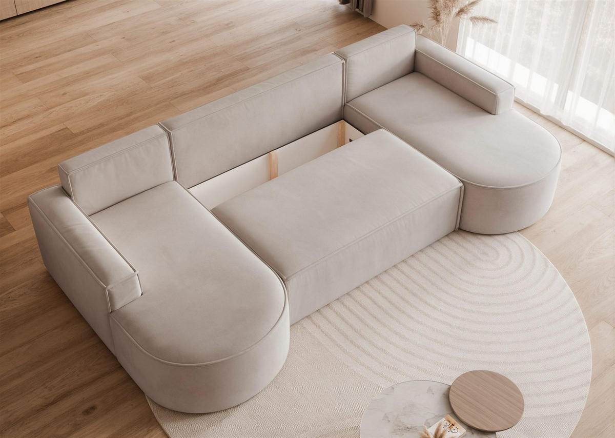 WOHNLANDSCHAFT Arlet Schlaffunktion - Beige, Holzwerkstoff/Textil (316/88/157cm) - Fun Möbel