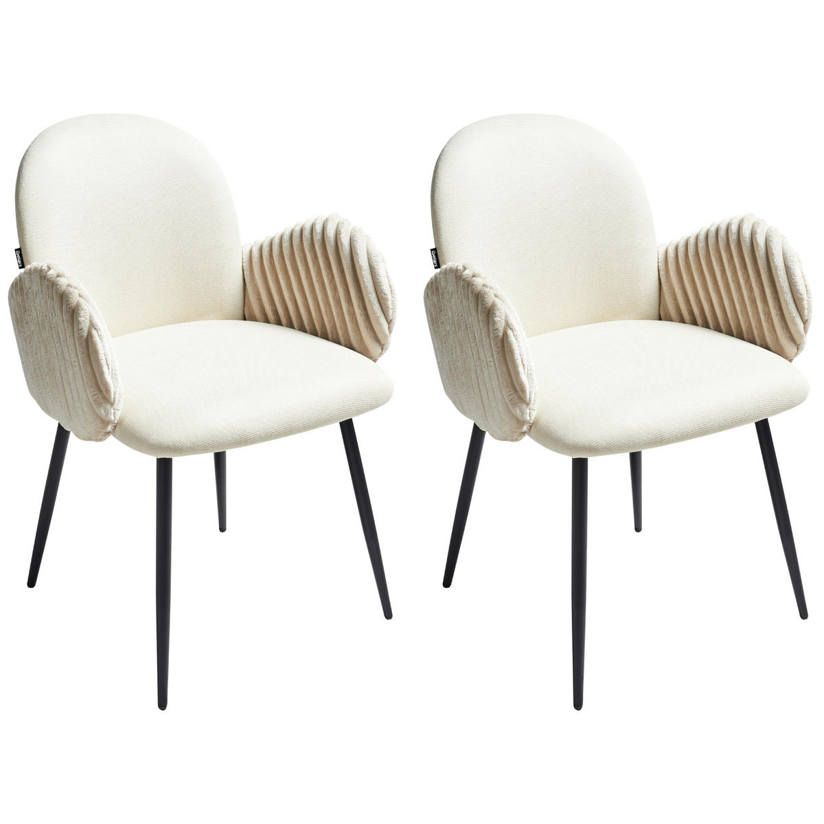 ESSZIMMERSTUHL 2er-Set Hellbeige Amity - Beige/Schwarz, Textil (50/84/56cm) - Beliani